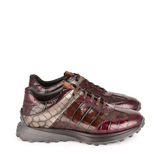 Corrente 7766 Crocodile Print Leather Fashion Sneakers (CRT1518)-AmbrogioShoes