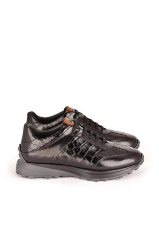 Corrente 7766 Crocodile Print Leather Fashion Sneakers (CRT1518)-AmbrogioShoes