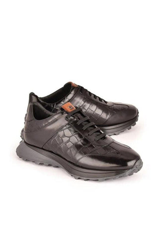 Corrente 7766 Crocodile Print Leather Fashion Sneakers (CRT1518)-AmbrogioShoes