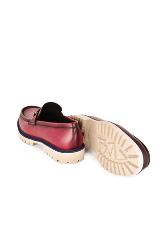 Corrente 7887 Leather Horse-Bit Loafer - Burgundy