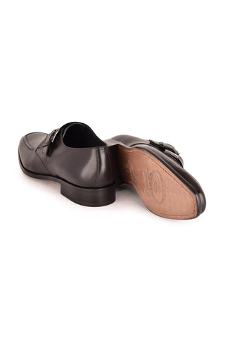 Corrente 7948 Leather Single Monk-Strap - Black