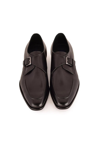 Corrente 7948 Leather Single Monk-Strap - Black