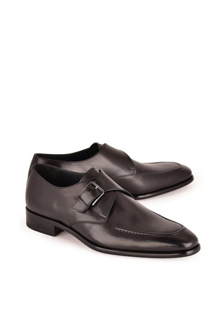 Corrente 7948 Leather Single Monk-Strap - Black