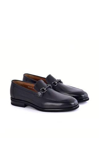 Corrente 8413 Leather Horse-Bit Loafer - Black