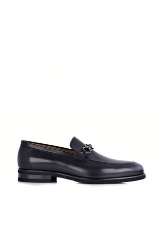 Corrente 8413 Leather Horse-Bit Loafer - Black