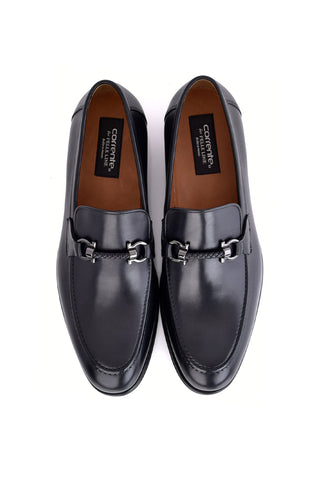 Corrente 8413 Leather Horse-Bit Loafer - Black