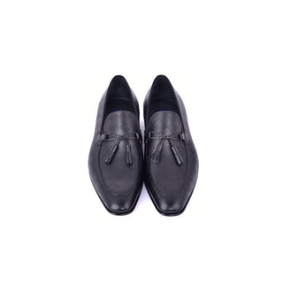 Corrente C0001102-5509 Men's Shoes Black Calf-Skin Leather Tassels Loafers (CRT1506)-AmbrogioShoes