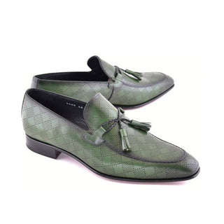 Corrente C0001107 5509 Men's Shoes Green Calf-Skin Leather Tassels Loafers (CRT1512)-AmbrogioShoes