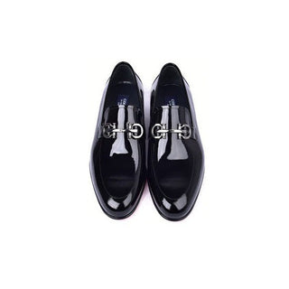 Corrente C00012-7260 Men's Shoes Black Patent Leather Horsebit Formal Loafers (CRT1488)-AmbrogioShoes