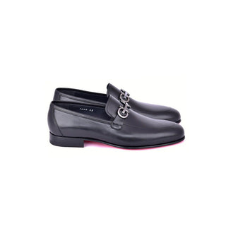 Corrente C0001201-7260 Men's Shoes Black Calf-Skin Leather Formal Horsebit Loafers (CRT1499)-AmbrogioShoes