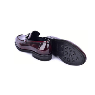 Corrente C0001205-7249 Men's Shoes Dark Burgundy Calf-Skin Leather Formal Horsebit Loafers (CRT1500)-AmbrogioShoes