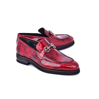 Corrente C0001206-7249 Men's Shoes Marble Red Calf-Skin Leather Formal Horsebit Loafers (CRT1501)-AmbrogioShoes