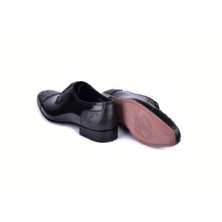 Corrente C0001301-6708 Men's Shoes Black Ostrich / Patent Leather Wingtip Cap-Toe Oxfords (CRT1495)-AmbrogioShoes