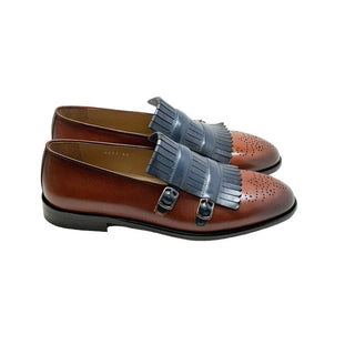 Corrente C0001901-5211 Men's Shoes Navy & Brown Calf-Skin Leather Kilt Buckles Loafers (CRT1496)-AmbrogioShoes