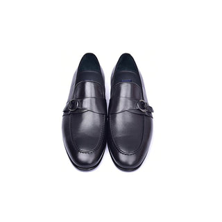 Corrente C00102-6628 Men's Shoes Black Calf-Skin Leather Side Buckle Loafers (CRT1478)-AmbrogioShoes