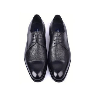 Corrente C001105-6793 Men's Shoes Black Deer-Skin Leather Derby Cap-Toe Oxfords (CRT1481)-AmbrogioShoes