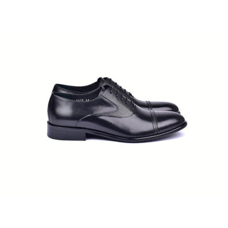 Corrente C0012-5256 Men's Shoes Black Deer-Skin Leather Dress/Formal Cap-Toe Oxfords (CRT1460)-AmbrogioShoes