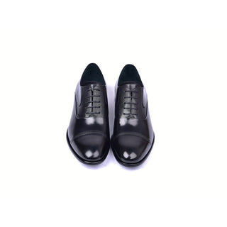 Corrente C0012-5256 Men's Shoes Black Deer-Skin Leather Dress/Formal Cap-Toe Oxfords (CRT1460)-AmbrogioShoes