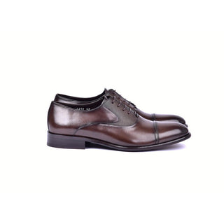 Corrente C001201-5256 Men's Shoes Brown Deer-Skin Leather Dress/Formal Cap-Toe Oxfords (CRT1459)-AmbrogioShoes