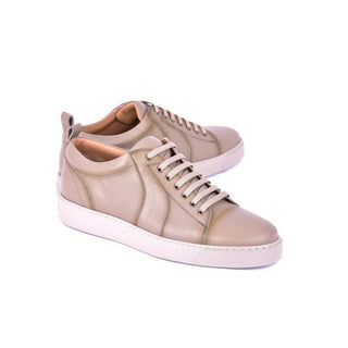 Corrente C0013019-7233 Men's Shoes Taupe Calf-Skin Leather Casual Sneakers (CRT1505)-AmbrogioShoes
