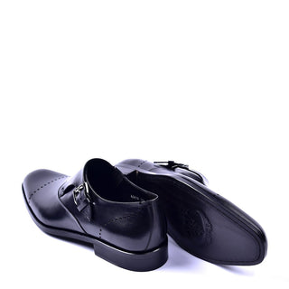 Corrente C001401 4313 Men's Shoes Black Calf-Skin Leather Monk-Strap Loafers (CRT1279)-AmbrogioShoes