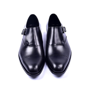 Corrente C001401 4313 Men's Shoes Black Calf-Skin Leather Monk-Strap Loafers (CRT1279)-AmbrogioShoes