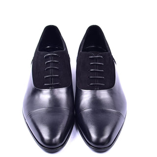 Corrente C0014041 5230 Men's Shoes Black Suede / Calf-Skin Leather Cap-Toe Oxfords (CRT1355)-AmbrogioShoes