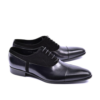 Corrente C0014041 5230 Men's Shoes Black Suede / Calf-Skin Leather Cap-Toe Oxfords (CRT1355)-AmbrogioShoes