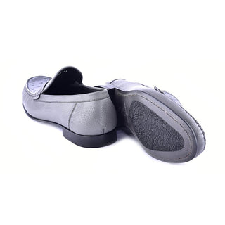 Corrente C0014051-3898Ost Men's Shoes Gray Exotic Ostrich / Deer-Skin Moccasin Loafers (CRT1472)-AmbrogioShoes