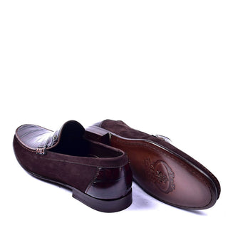 Corrente C001406 3898S Men's Shoes Brown Crocodile Print / Suede Leather Vamp Loafers (CRT1284)-AmbrogioShoes