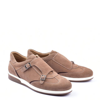 Corrente C001501 6000 Men's Shoes Camel Suede Leather Monk-Straps Sneakers (CRT1275)-AmbrogioShoes