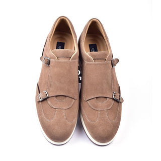 Corrente C001501 6000 Men's Shoes Camel Suede Leather Monk-Straps Sneakers (CRT1275)-AmbrogioShoes