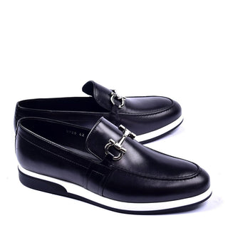 Corrente C0015021 5720 1 Men's Shoes Black Calf-Skin Leather Hosrsebit Loafers (CRT1290)-AmbrogioShoes