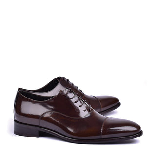 Corrente C0095 6265 Men's Shoes Brown Shiny Calf Skin Leather Cap toe Lace Up Oxfords (CRT1447)-AmbrogioShoes