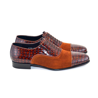 Corrente C011-5796 Men's Shoes Tobacco Crocodile & Texture Print / Suede / Calf-Skin Leather Loafers (CRT1229)-AmbrogioShoes