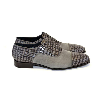 Corrente C012-5796 Men's Shoes Gray Crocodile & Texture Print / Suede / Calf-Skin Leather Loafers (CRT1228)-AmbrogioShoes