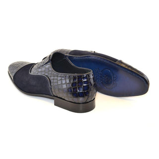 Corrente C014-5796 Men's Shoes Navy Crocodile & Texture Print / Suede / Calf-Skin Leather Loafers (CRT1226)-AmbrogioShoes