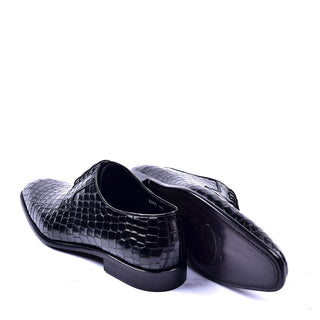 Corrente C015-6291 Men's Shoes Black Crocodile Print / Calf-Skin Leather Derby Oxfords (CRT1315)-AmbrogioShoes