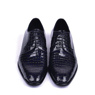 Corrente C01507 6291 Men's Shoes Black Crocodile Print / Calf-Skin Leather Derby Oxfords (CRT1452)-AmbrogioShoes