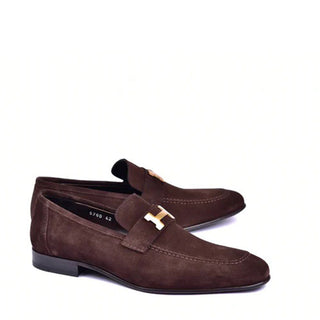 Corrente C02010 5760 Men's Shoes Brown Suede Leather Loafers (CRT1456)-AmbrogioShoes