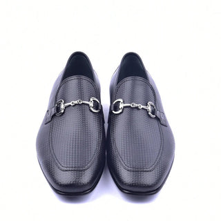 Corrente C02020 6091 2 Men's Shoes Black leather Silver Bit Buckle Loafers (CRT1331)-AmbrogioShoes