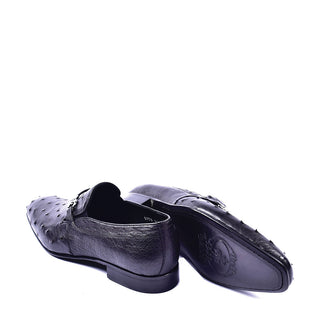 Corrente C0225 5776 Men's Shoes Black Ostrich Leather Bit Buckle Loafers (CRT1439)-AmbrogioShoes