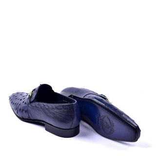 Corrente C0223 5776 Men's Shoes Navy Genuine Ostrich Buckle Loafers (CRT1312)-AmbrogioShoes