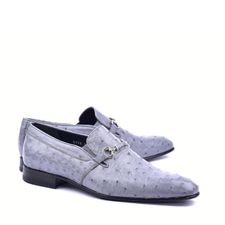 Corrente C0228 5776 Men's Shoes Grey Genuine Ostrich Bit Buckle Loafers (CRT1375)-AmbrogioShoes