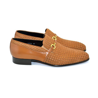 Corrente C024-5776 Men's Shoes Tan Woven / Suede / Calf-Skin Leather Horsebit Loafers (CRT1213)-AmbrogioShoes