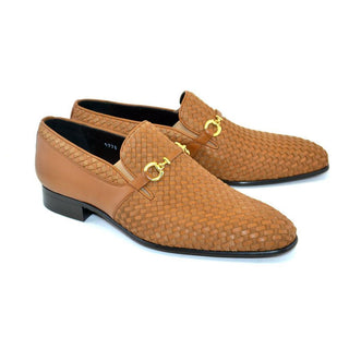 Corrente C024-5776 Men's Shoes Tan Woven / Suede / Calf-Skin Leather Horsebit Loafers (CRT1213)-AmbrogioShoes