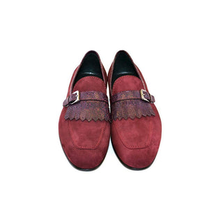 Corrente C027-4728S Men's Shoes Burgundy Suede Leather Kilttie Buckle Loafers (CRT1210)-AmbrogioShoes