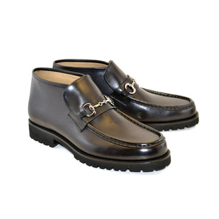 Corrente C029-5786 Men's Shoes Black Calf-Skin Leather Horsebit Ankle Boots (CRT1208)-AmbrogioShoes