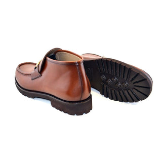 Corrente C030-5786 Men's Shoes Tan Calf-Skin Leather Horsebit Ankle Boots (CRT1207)-AmbrogioShoes