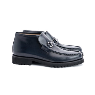 Corrente C0301 5786 Men's Shoes Dark Navy Calf-Skin Leather Horsebit Ankle Boots (CRT1259)-AmbrogioShoes